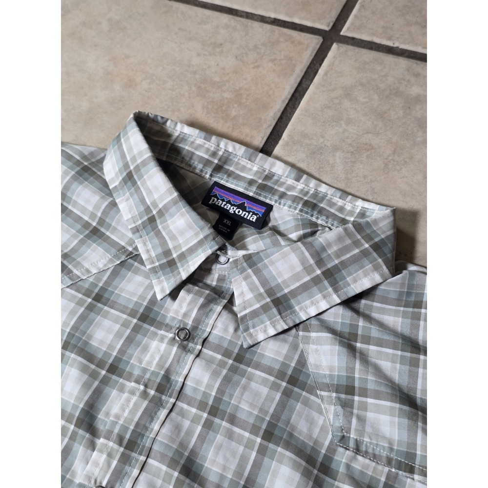 Patagonia Bandito Shirt Mens XL Brown Plaid Snap Short Sleeve Vented 54025 - Picture 5 of 8